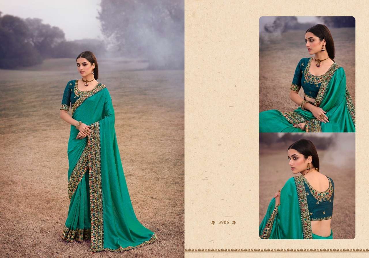 HOT SELLING DESIGNER SILK SAREE EXCLUSIVE COLLECTION FOR WEDDING PARTY WEAR KAVIRA 3906