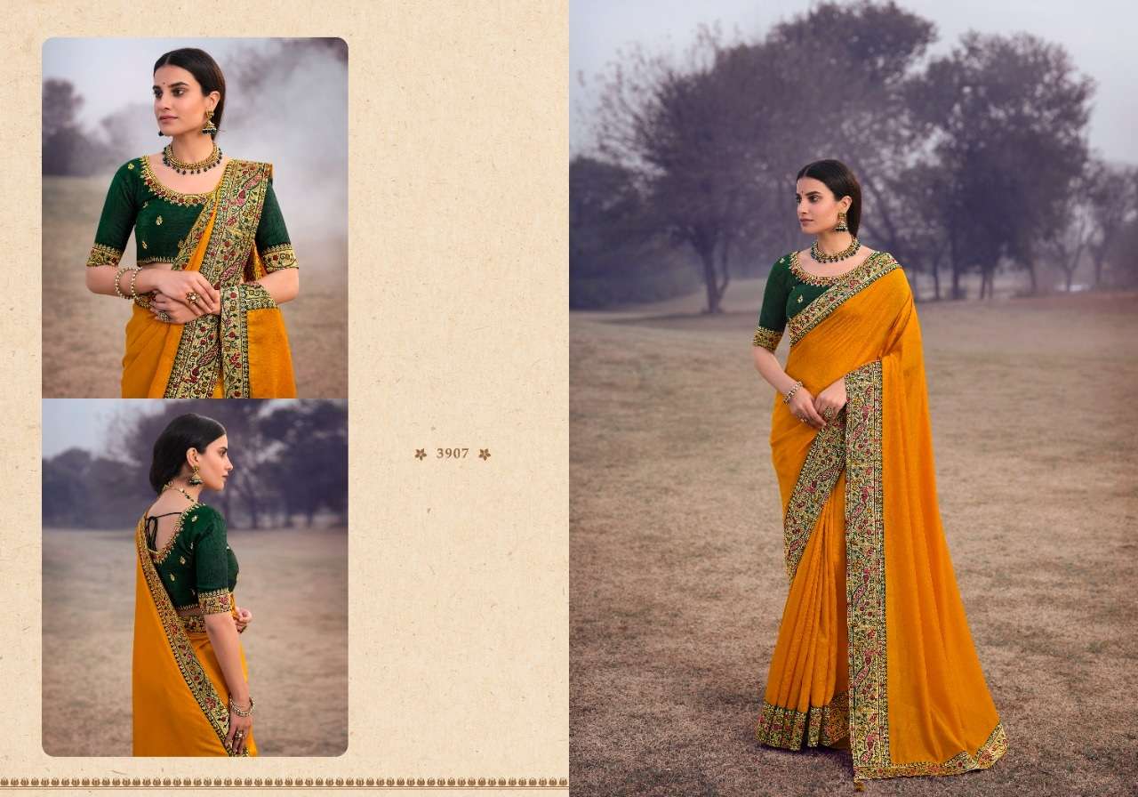 HOT SELLING DESIGNER SILK SAREE EXCLUSIVE COLLECTION FOR WEDDING PARTY WEAR KAVIRA 3907