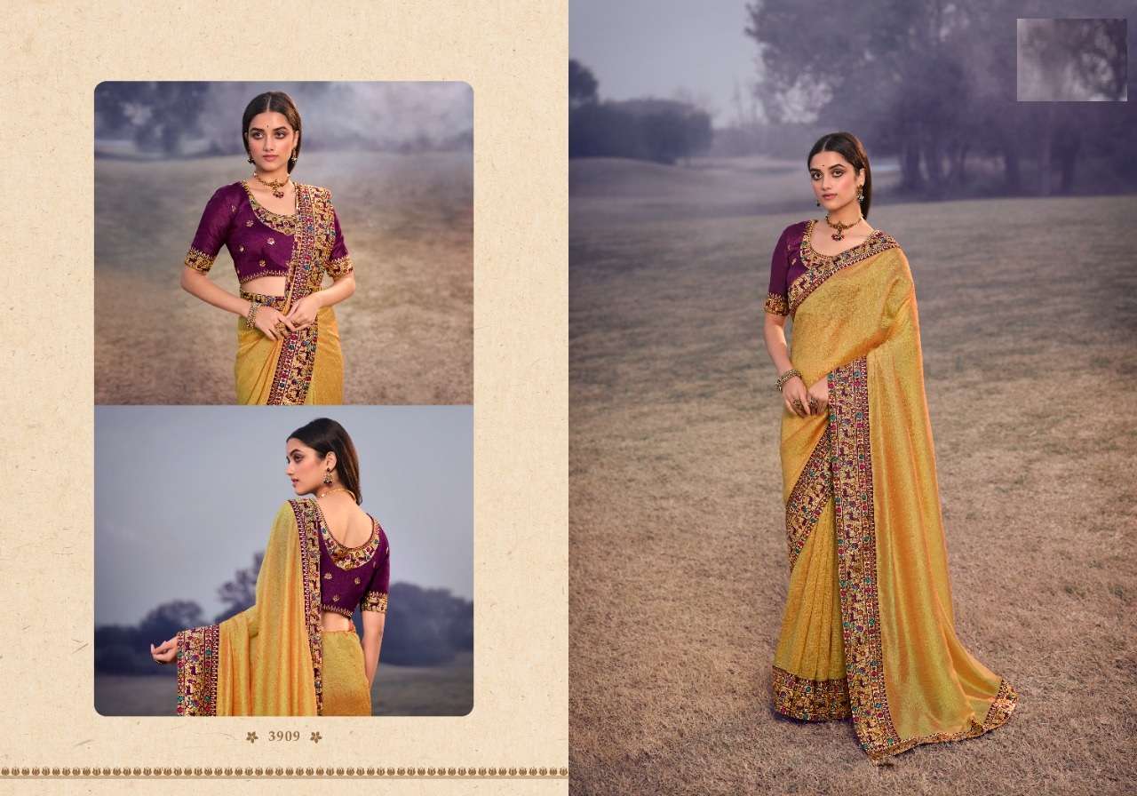 HOT SELLING DESIGNER SILK SAREE EXCLUSIVE COLLECTION FOR WEDDING PARTY WEAR KAVIRA 3909