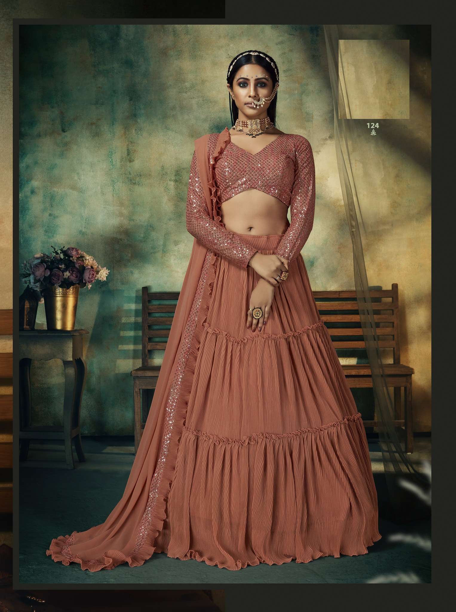 MOST SELLING READY TO WEAR DESIGNER LEHENGA CHOLI FOR WEDDING PARTY WEAR FOR WOMEN SHREEMATEE AAHANA 124