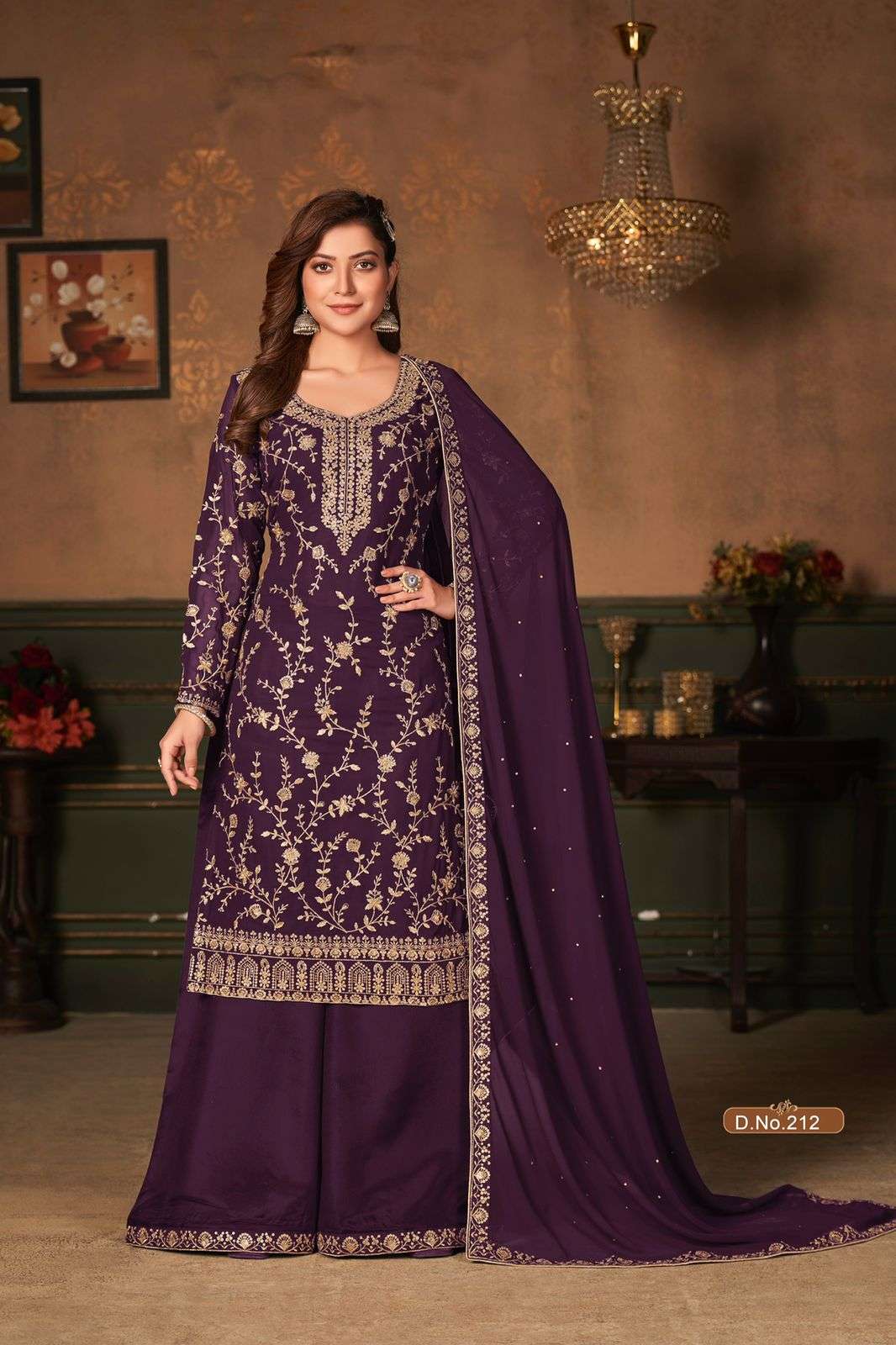 NEW ARRIVAL FANCY WEDDING PARTY WEAR GEORGETTE PALAZZO SALWAR SUIT VAANI 212