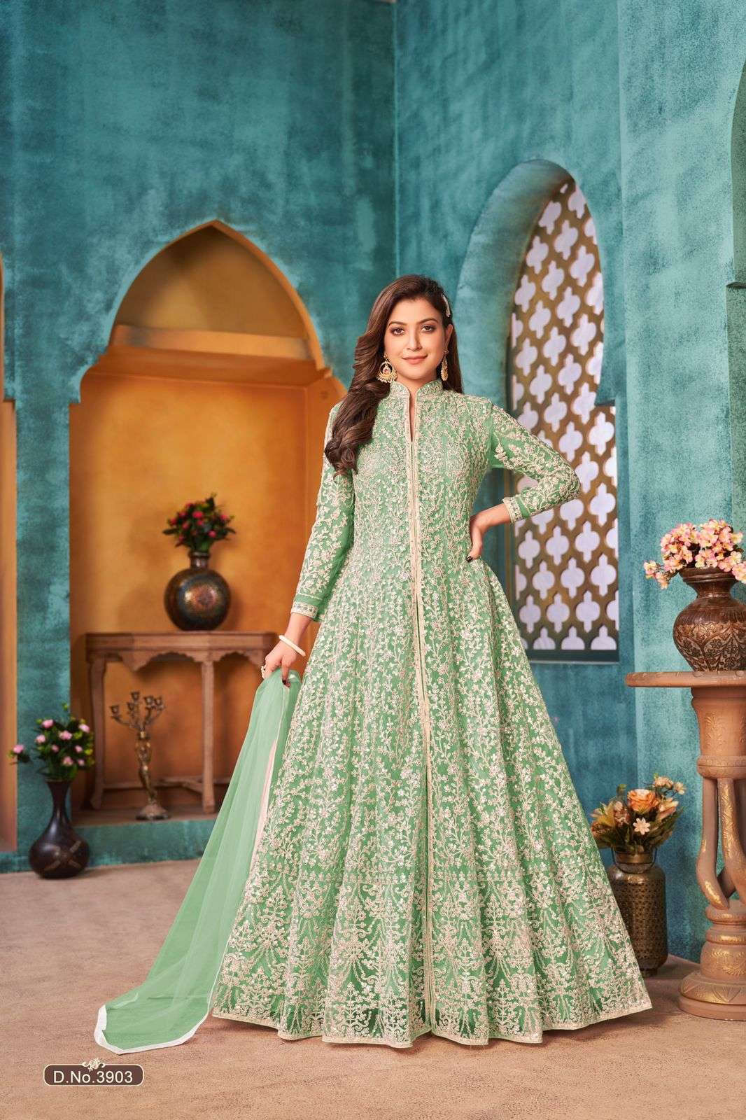 NEW ARRIVAL FANCY WEDDING PARTY WEAR NET ANARKALI SALWAR SUIT AANAYA 3903