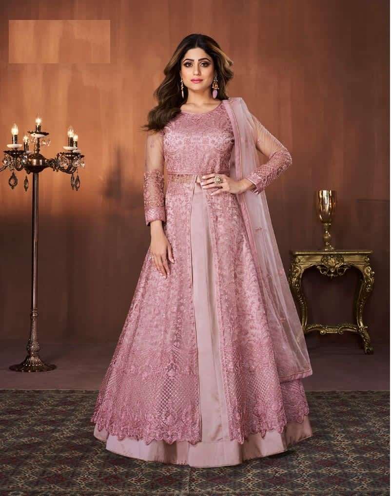 NEW ARRIVAL FANCY WEDDING PARTY WEAR NET ANARKALI SALWAR SUIT GOWN AASHIRWAD RAABTA 9155