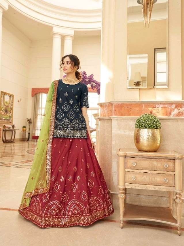 NEW ARRIVAL FANCY WEDDING PARTY WEAR REAL CHIFFON LEHENGA CHOLI WITH LONG CHOLI RAJSTHANI STYLE 1961