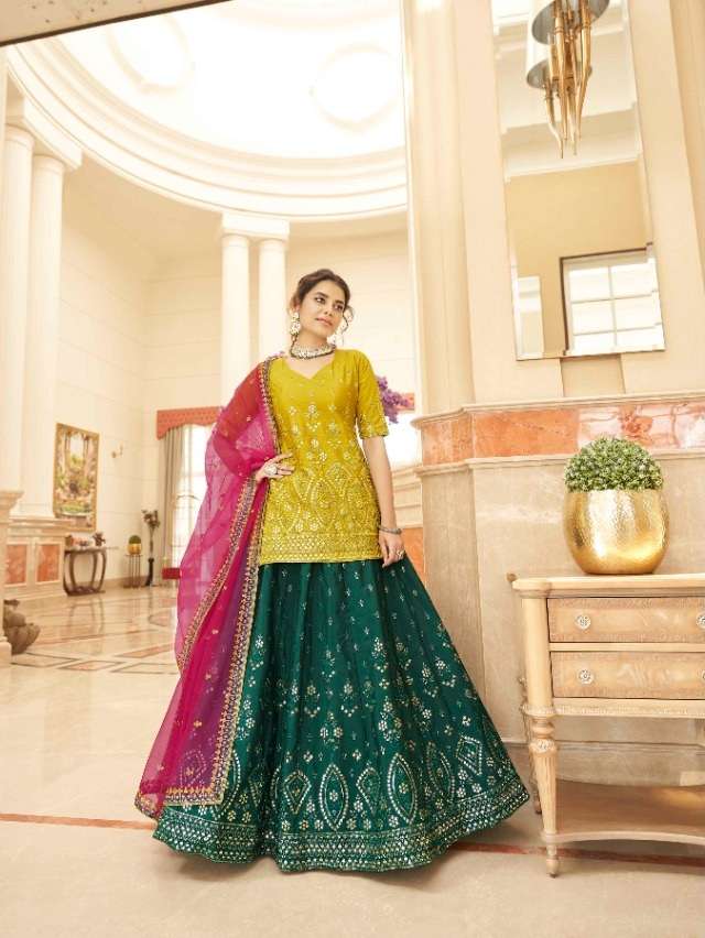 NEW ARRIVAL FANCY WEDDING PARTY WEAR REAL CHIFFON LEHENGA CHOLI WITH LONG CHOLI RAJSTHANI STYLE 1963