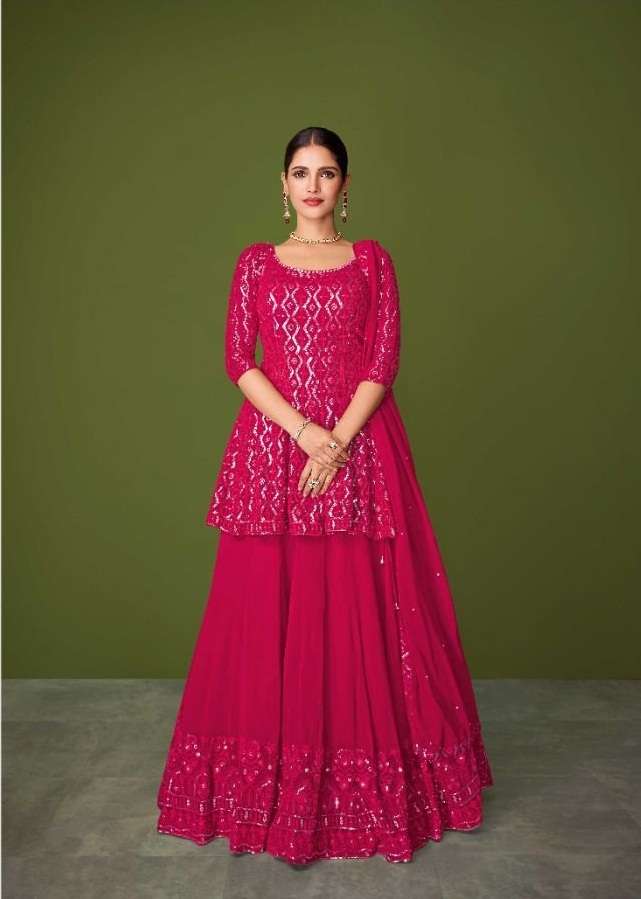 NEW ARRIVAL FANCY WEDDING PARTY WEAR REAL GEORGETTE SKIRT KOTI SALWAR SUIT MURAD 148 B