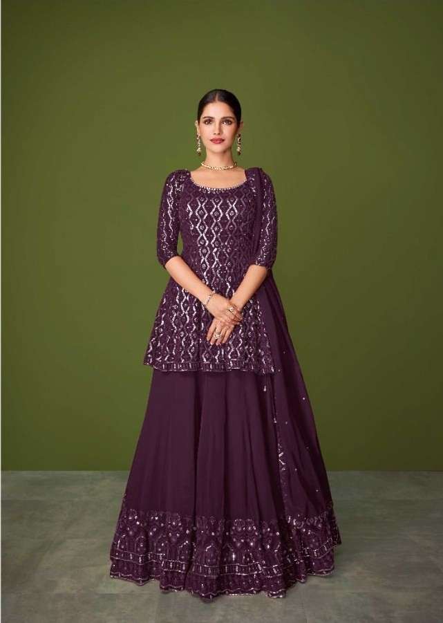 NEW ARRIVAL FANCY WEDDING PARTY WEAR REAL GEORGETTE SKIRT KOTI SALWAR SUIT MURAD 148 D