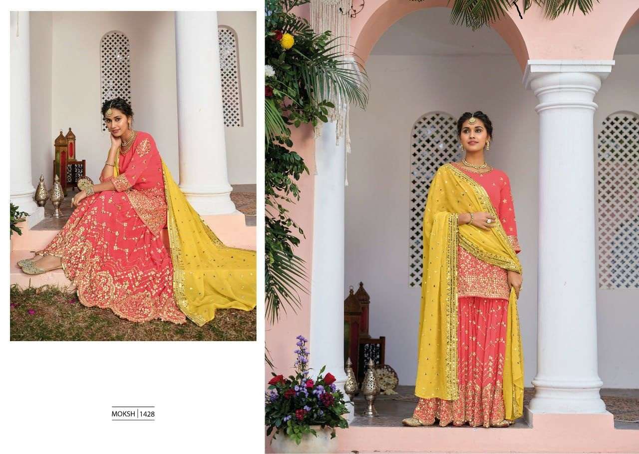 NEW ARRIVAL FANCY WEDDING PARTY WEAR REAL GEORGETTE SHARARA SALWAR SUIT EBA MOKSH 1428