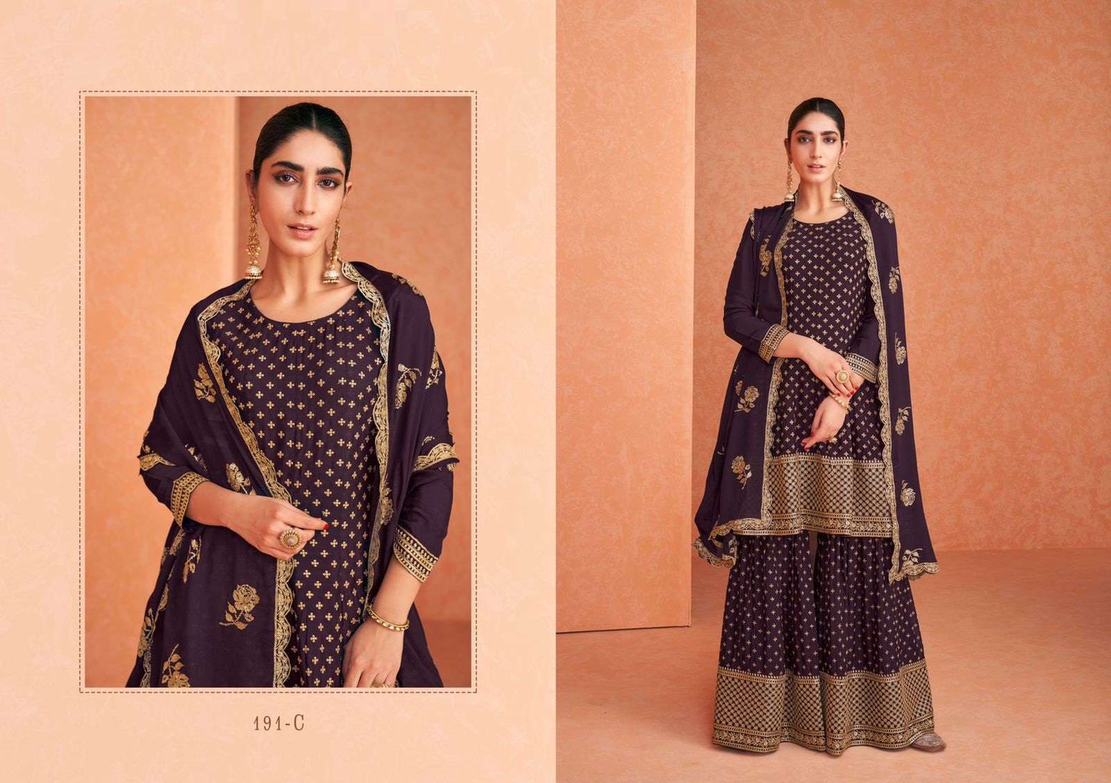 NEW ARRIVAL FANCY WEDDING PARTY WEAR REAL GEORGETTE SHARARA SALWAR SUIT GULKARIYA 191 C