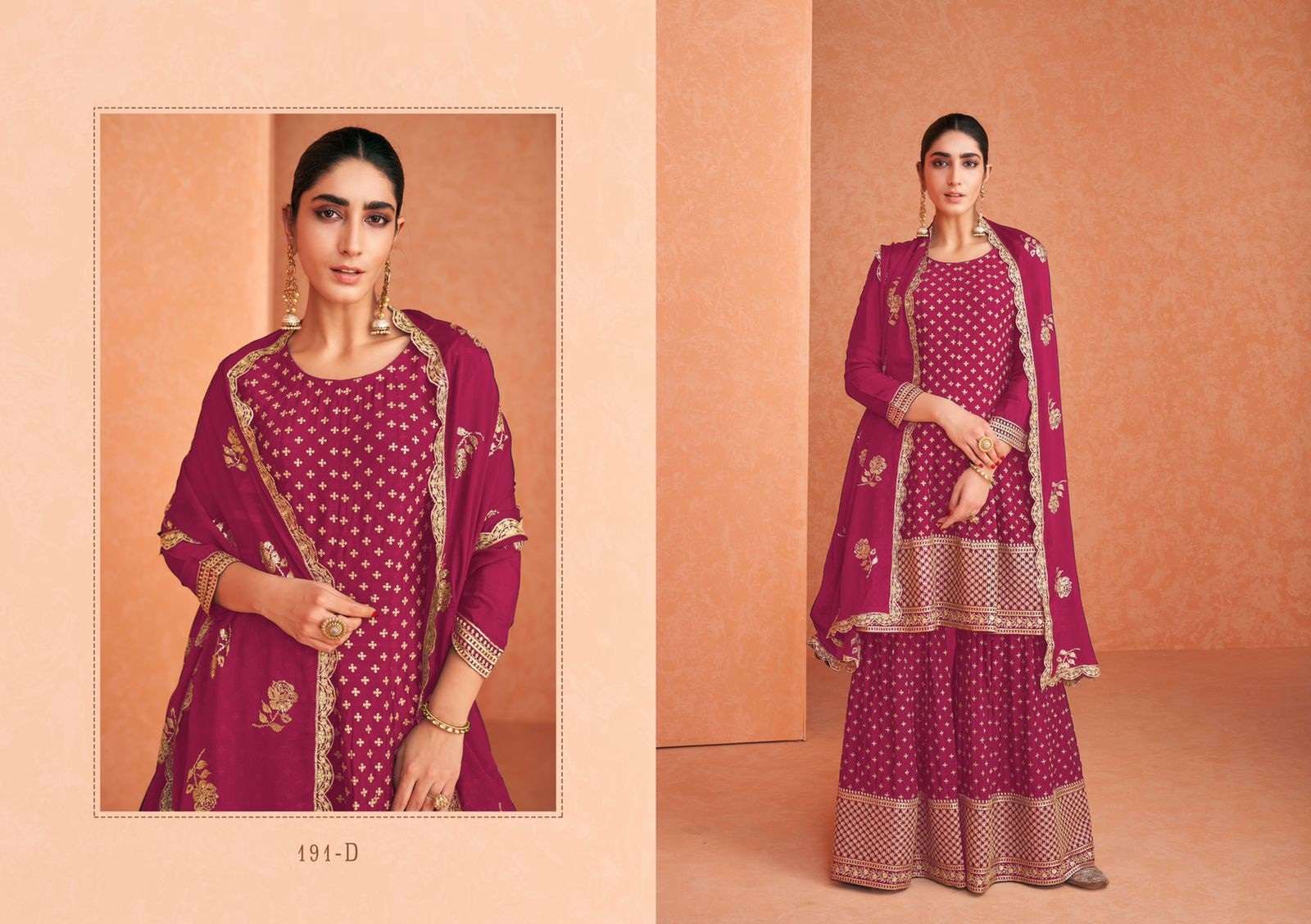 NEW ARRIVAL FANCY WEDDING PARTY WEAR REAL GEORGETTE SHARARA SALWAR SUIT GULKARIYA 191 D