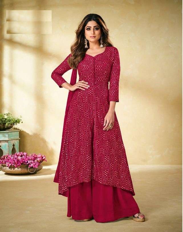 NEW ARRIVAL FANCY WEDDING PARTY WEAR REAL GEORGETTE SHARARA SALWAR SUIT AASHIRWAD ETHNIC 9177