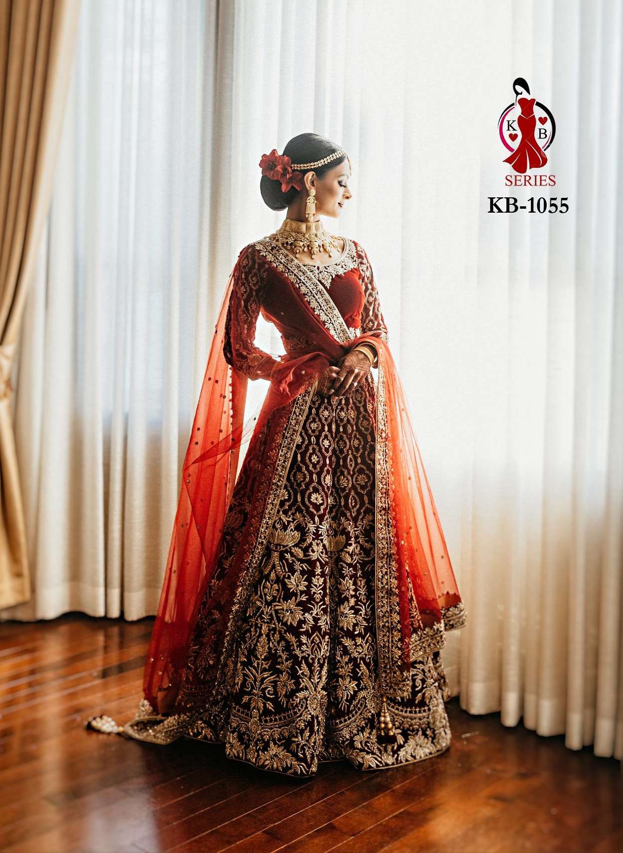 BOLLYWOOD DESIGNER EMBROIDERY VELVET LEHENGA FOR WOMEN WEDDING PARTY WEAR KB1055 MAROONS