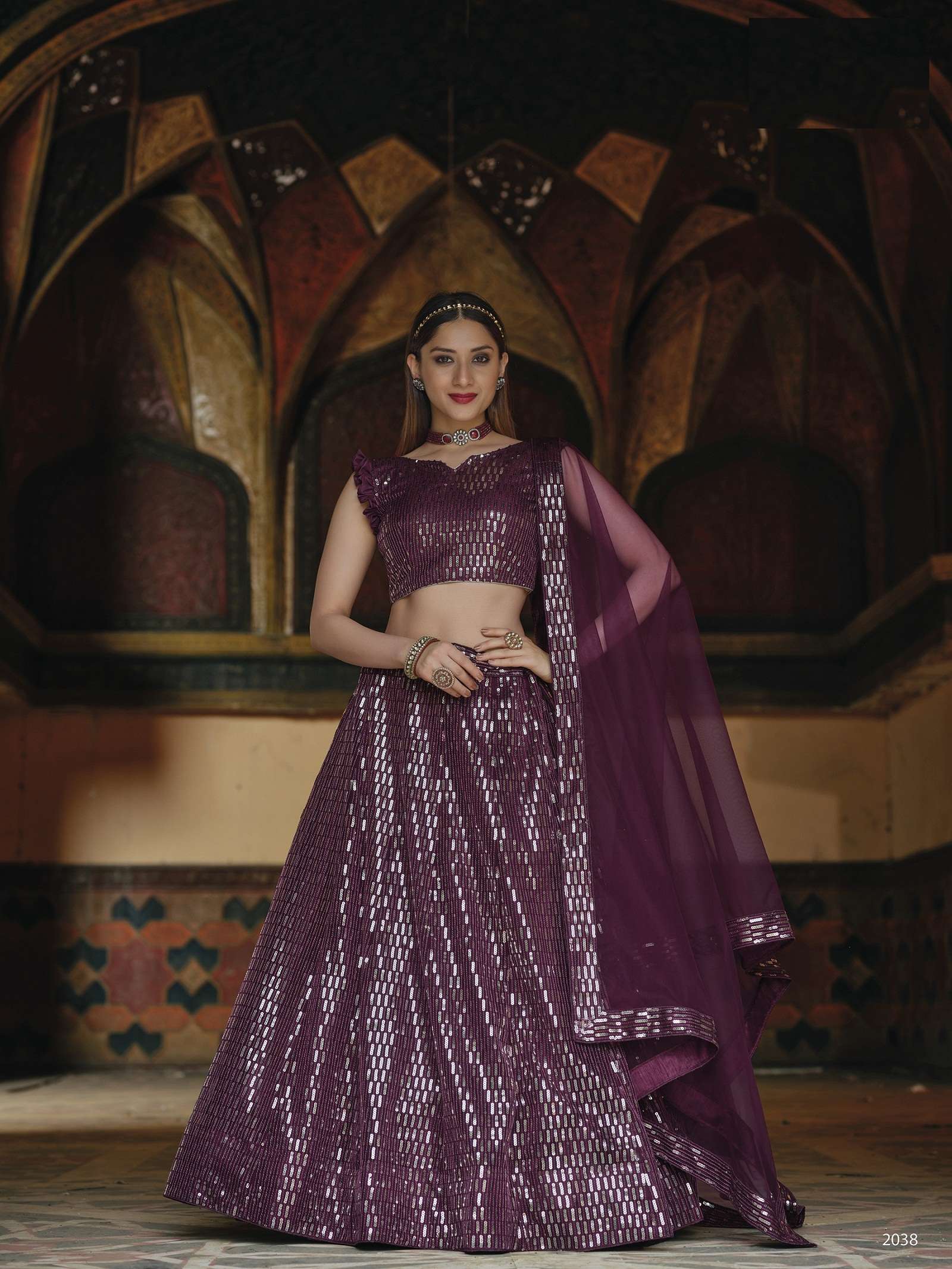 HOT SELLING BEST DESIGNER PARTY WEAR LEHENGA CHOLI IN NET WITH SEQUENCE WORK SENHORA RANG RANGEELI 2038