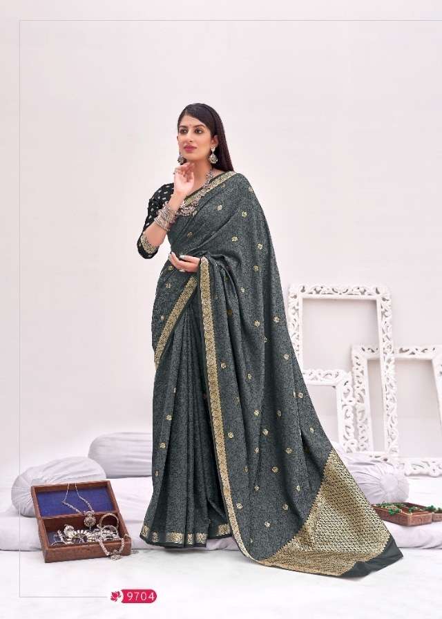 HOT SELLING DESIGNER BANARASI SILK SAREE EXCLUSIVE COLLECTION FOR WEDDING PARTY WEAR 9704