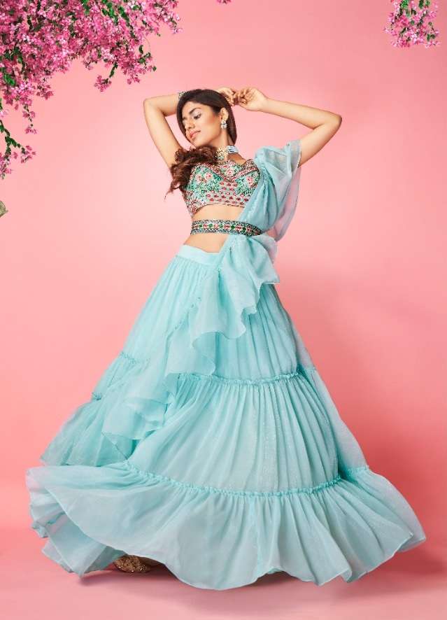 HOT SELLING NEW DESIGNER FANCY PARTY WEAR SILK LEHENGA CHOLI PANVI 8002