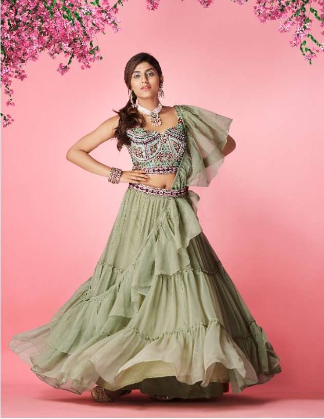 HOT SELLING NEW DESIGNER FANCY PARTY WEAR SILK LEHENGA CHOLI PANVI 8005