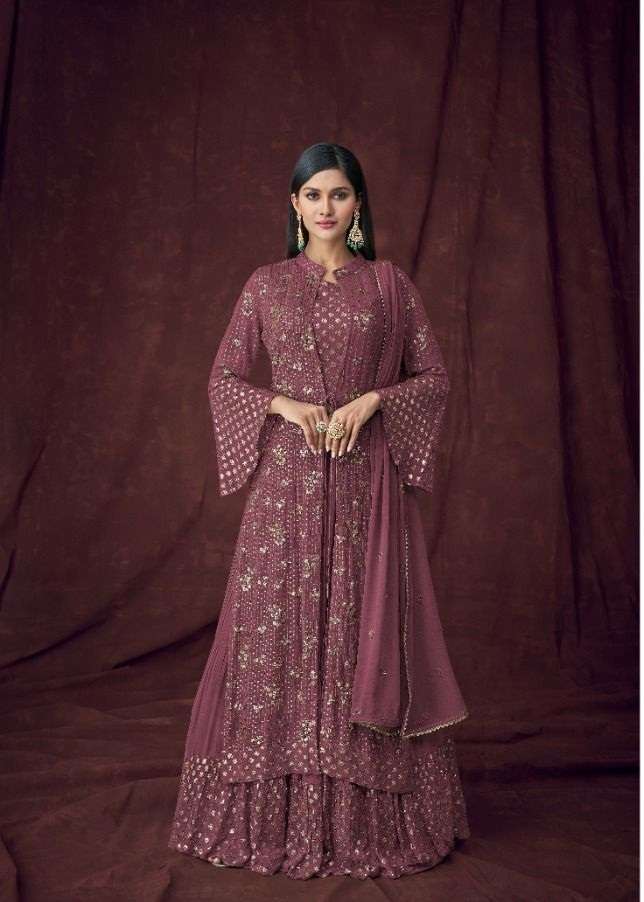 LATEST DESIGNER GEORGETTE PARTY WEAR SHARARA SALWAR SUIT FOE LADIES GIRL WOMEN GULKARIYA 7106 B