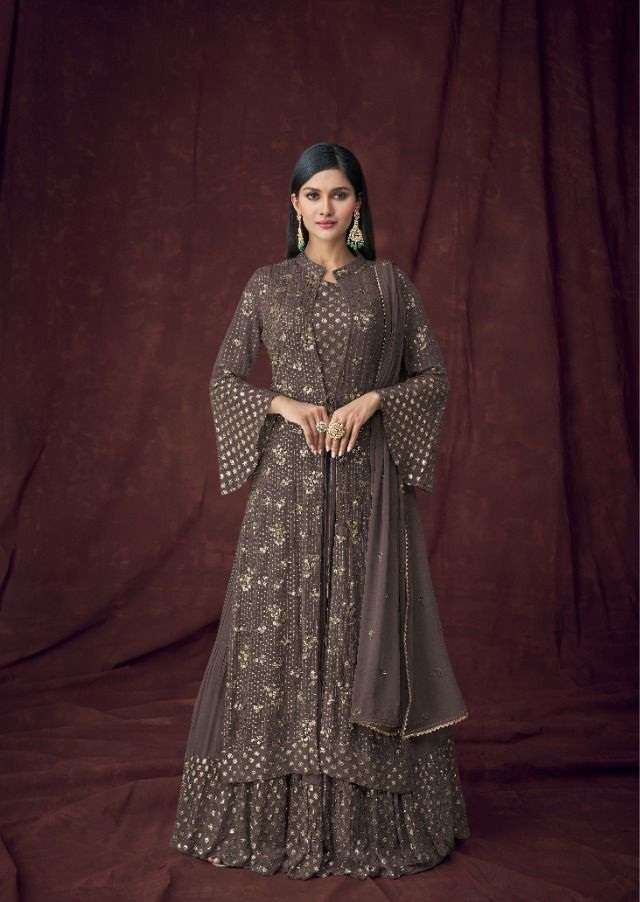 LATEST DESIGNER GEORGETTE PARTY WEAR SHARARA SALWAR SUIT FOE LADIES GIRL WOMEN GULKARIYA 7106 C