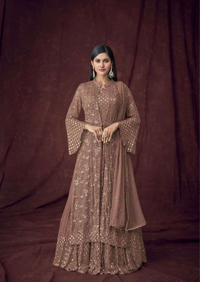 LATEST DESIGNER GEORGETTE PARTY WEAR SHARARA SALWAR SUIT FOE LADIES GIRL WOMEN GULKARIYA 7106 D