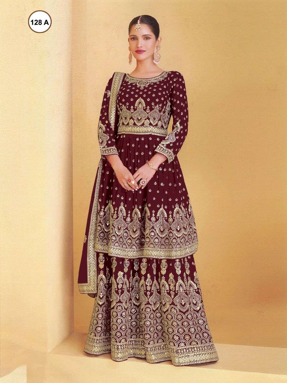 LATEST NEW ARRIVAL FANCY WEDDING PARTY WEAR GEORGETTE SHARARA SALWAR FOR WOMEN NAWABI 128 A