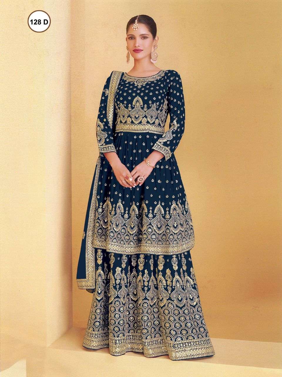 LATEST NEW ARRIVAL FANCY WEDDING PARTY WEAR GEORGETTE SHARARA SALWAR FOR WOMEN NAWABI 128 D