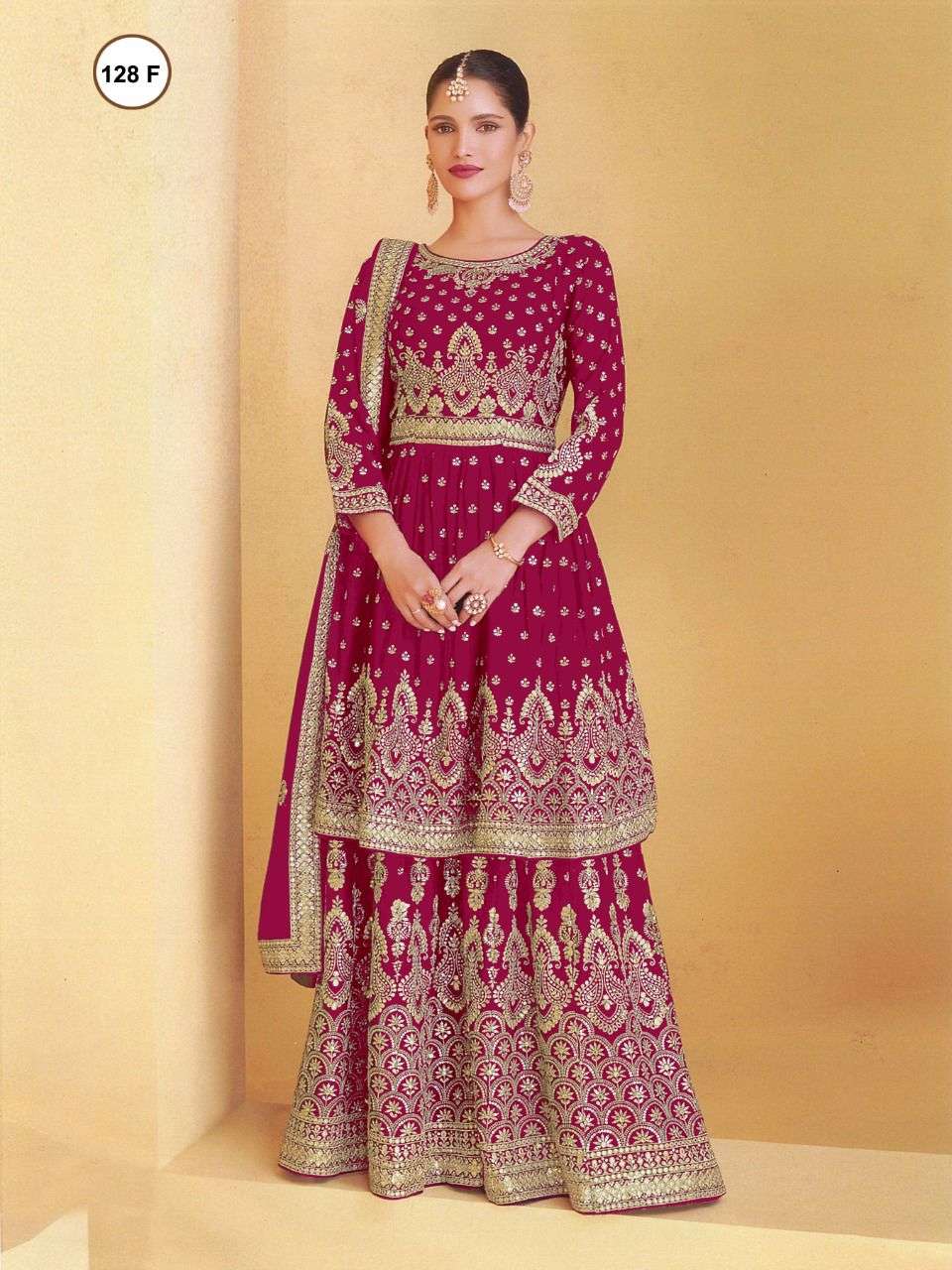 LATEST NEW ARRIVAL FANCY WEDDING PARTY WEAR GEORGETTE SHARARA SALWAR FOR WOMEN NAWABI 128 F