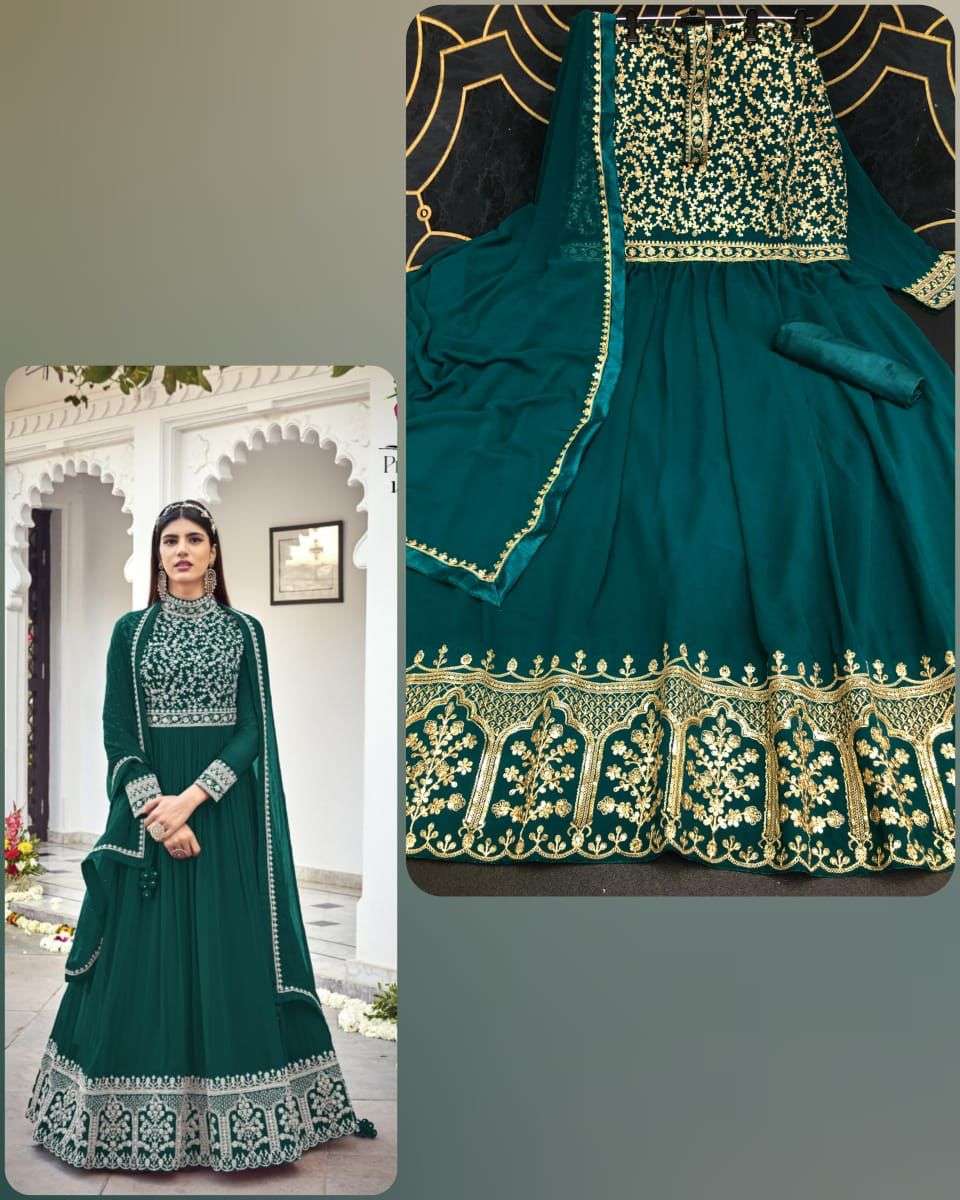 LATEST NEW ARRIVAL FANCY WEDDING PARTY WEAR GEORGETTE ANARKALI FOR WOMEN EBA 1320 GREEN