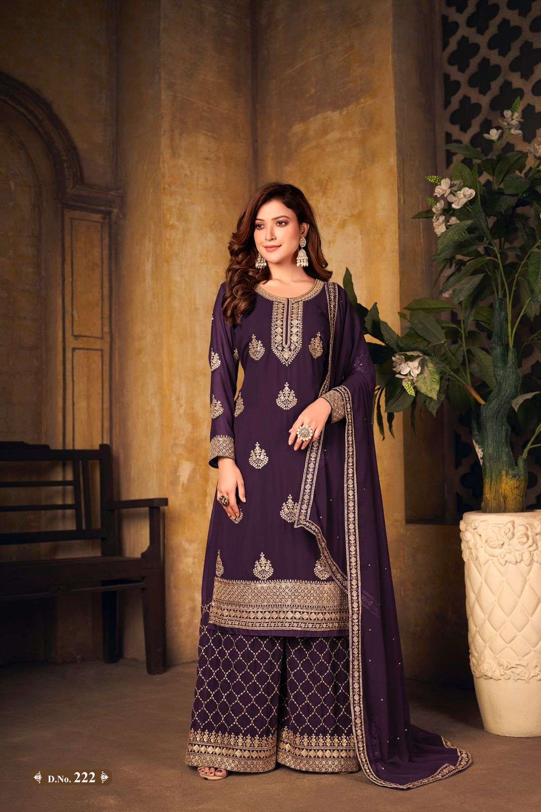 NEW ARRIVAL FANCY WEDDING PARTY WEAR GEORGETTE PALAZZO SALWAR SUIT VAANI 222