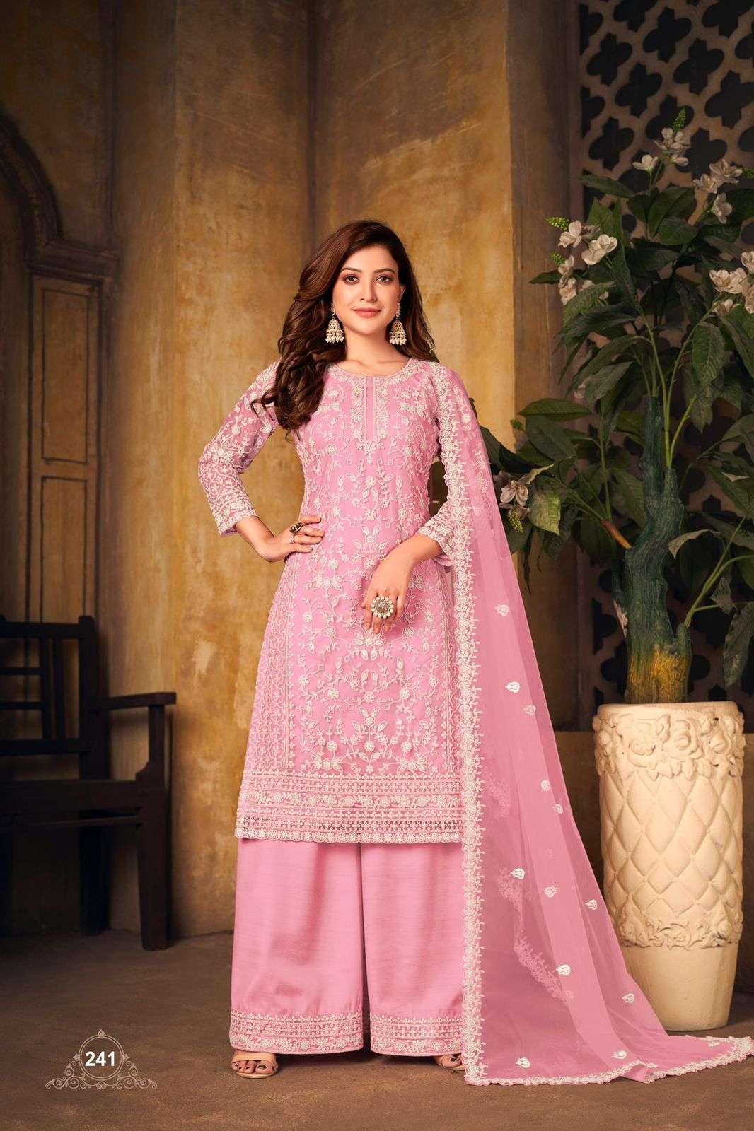 NEW ARRIVAL FANCY WEDDING PARTY WEAR GEORGETTE PALAZZO SALWAR SUIT VAANI 241