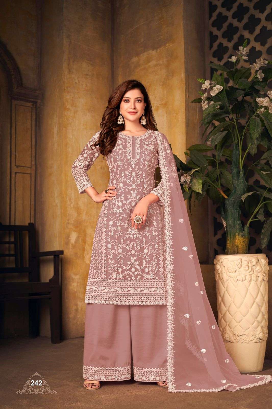 NEW ARRIVAL FANCY WEDDING PARTY WEAR GEORGETTE PALAZZO SALWAR SUIT VAANI 242