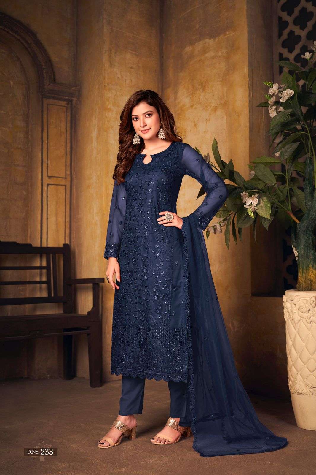 NEW ARRIVAL FANCY WEDDING PARTY WEAR NET STRAIGHT SALWAR FOR WOMEN VAANI 233