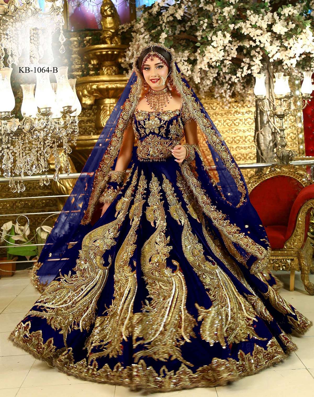 BOLLYWOOD DESIGNER BEST BRIDAL WEDDING WEAR LEHENGA CHOLI IN VELVET FABRIC KB 1064 B