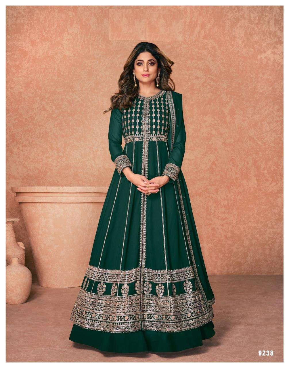 DESIGNER FANCY WEDDING PARTY WEAR GEORGETTE SHARARA SALWAR SUIT AF 9238