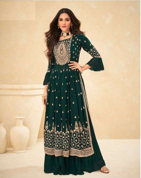 DESIGNER FANCY WEDDING PARTY WEAR SHARARA SALWAR SUIT AASHIRWAD 9205