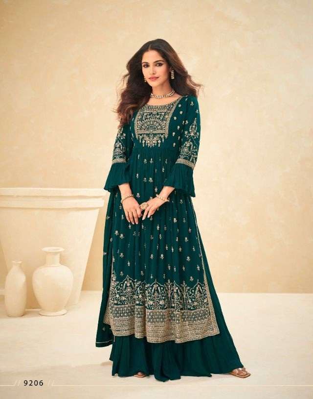 DESIGNER FANCY WEDDING PARTY WEAR SHARARA SALWAR SUIT AASHIRWAD 9206