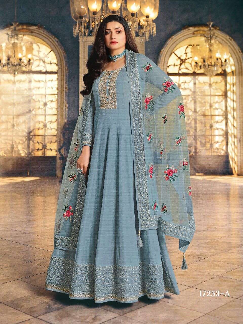 DESIGNER FANCY WEDDING PARTY WEAR SILK SHARARA SALWAR SUIT 17253A