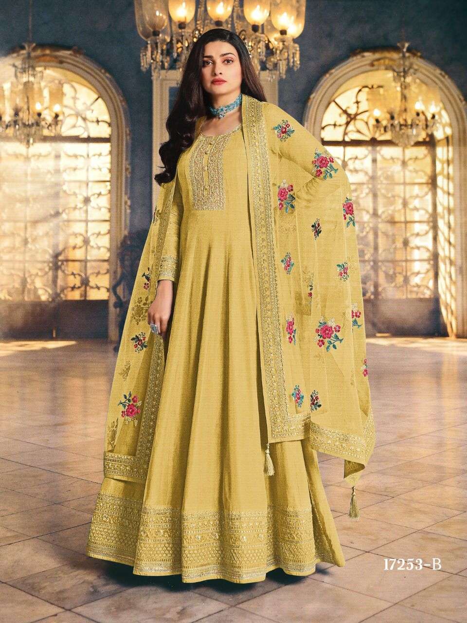 DESIGNER FANCY WEDDING PARTY WEAR SILK SHARARA SALWAR SUIT 17253B