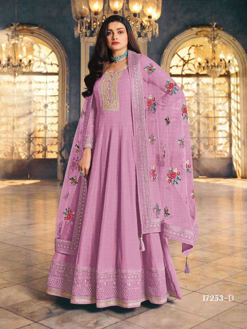 DESIGNER FANCY WEDDING PARTY WEAR SILK SHARARA SALWAR SUIT 17253D