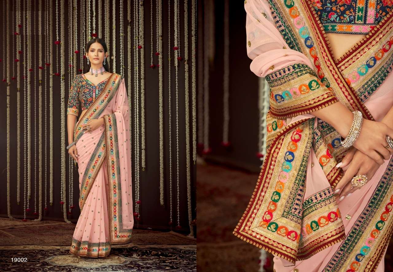 DESIGNER WEDDING PARTY FUNCTION WEAR SEQUENCE ORGANZA SAREE EXCLUSIVE COLLECTION ARYA 19002