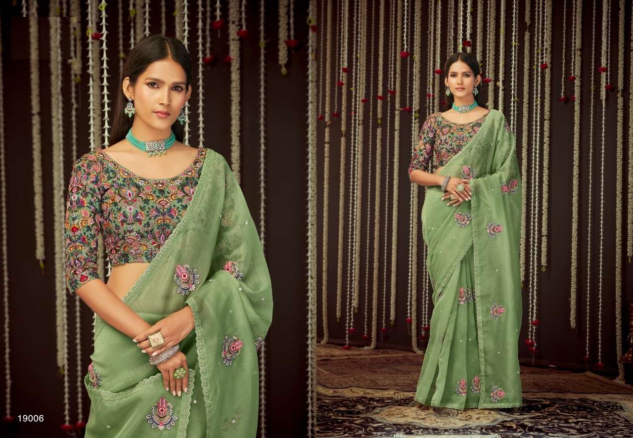 DESIGNER WEDDING PARTY FUNCTION WEAR SEQUENCE ORGANZA SAREE EXCLUSIVE COLLECTION ARYA 19006