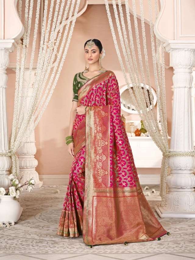 HOT SELLING DESIGNER BANARASI SILK SAREE EXCLUSIVE COLLECTION FOR WEDDING PARTY WEAR 13391