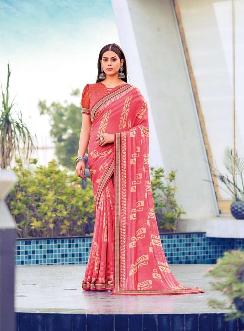 HOT SELLING DESIGNER CHINON SILK SAREE EXCLUSIVE COLLECTION FOR WEDDING PARTY WEAR AMAR SM 1001