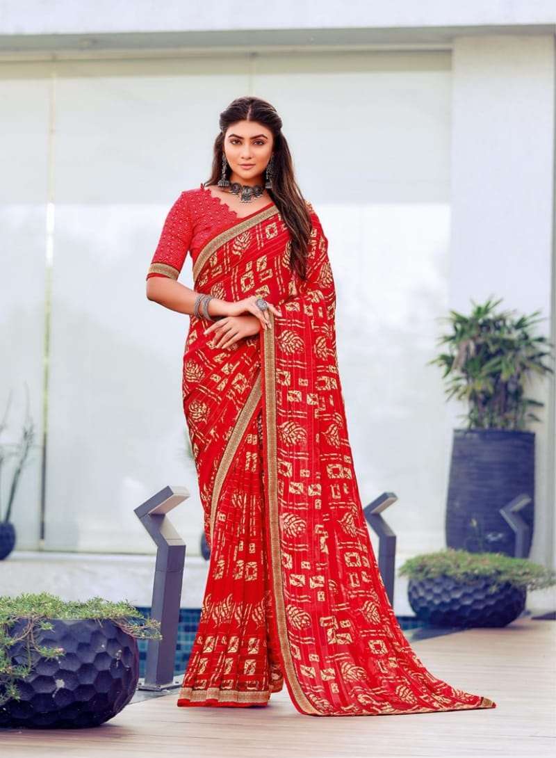 HOT SELLING DESIGNER CHINON SILK SAREE EXCLUSIVE COLLECTION FOR WEDDING PARTY WEAR AMAR SM 1003