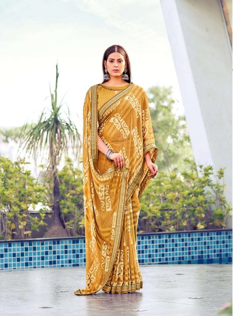 HOT SELLING DESIGNER CHINON SILK SAREE EXCLUSIVE COLLECTION FOR WEDDING PARTY WEAR AMAR SM 1004