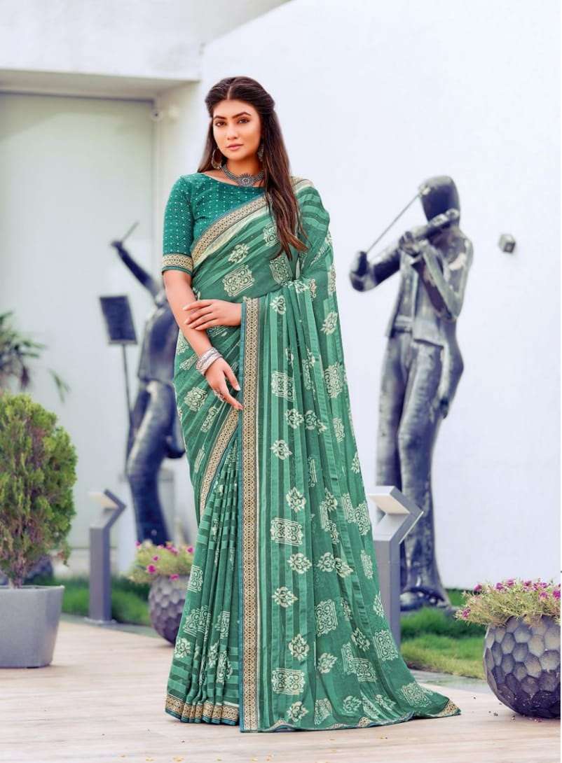 HOT SELLING DESIGNER CHINON SILK SAREE EXCLUSIVE COLLECTION FOR WEDDING PARTY WEAR AMAR SM 1012