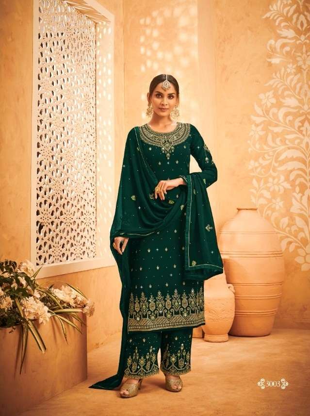 NEW ARRIVAL FANCY WEDDING PARTY WEAR GEORGETTE PALAZZO SALWAR SUIT JG LT 3003