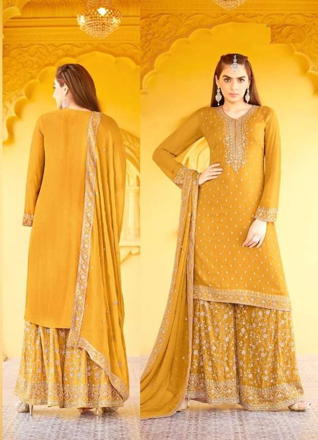 NEW ARRIVAL FANCY WEDDING PARTY WEAR GEORGETTE SHARARA PALAZZO SALWAR SUIT YOUR CHOICE RH4200