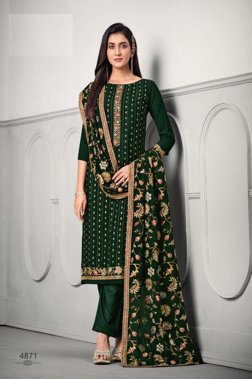 NEW ARRIVALS FANCY WEDDING PARTY WEAR CHINON SALWAR SUIT VIPUL FASHION 4871