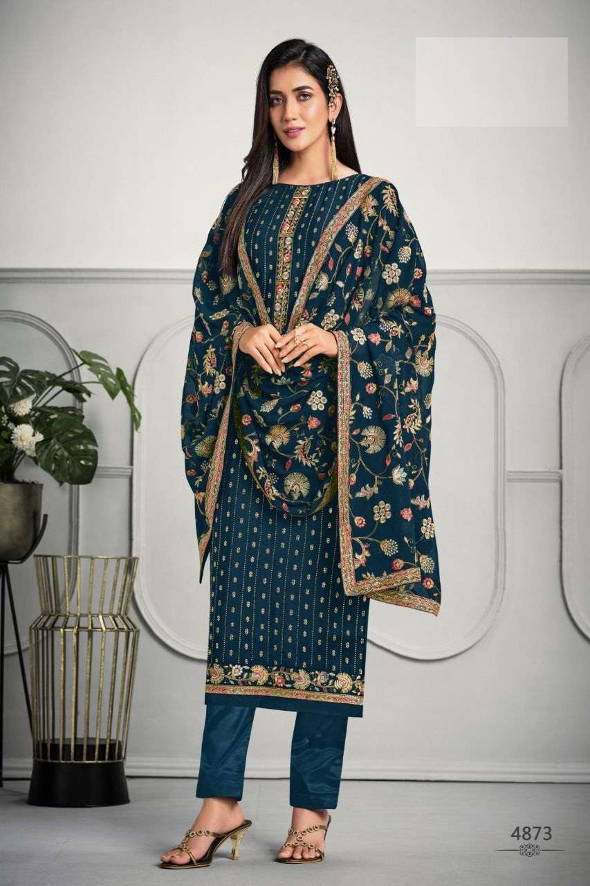 NEW ARRIVALS FANCY WEDDING PARTY WEAR CHINON SALWAR SUIT VIPUL FASHION 4873