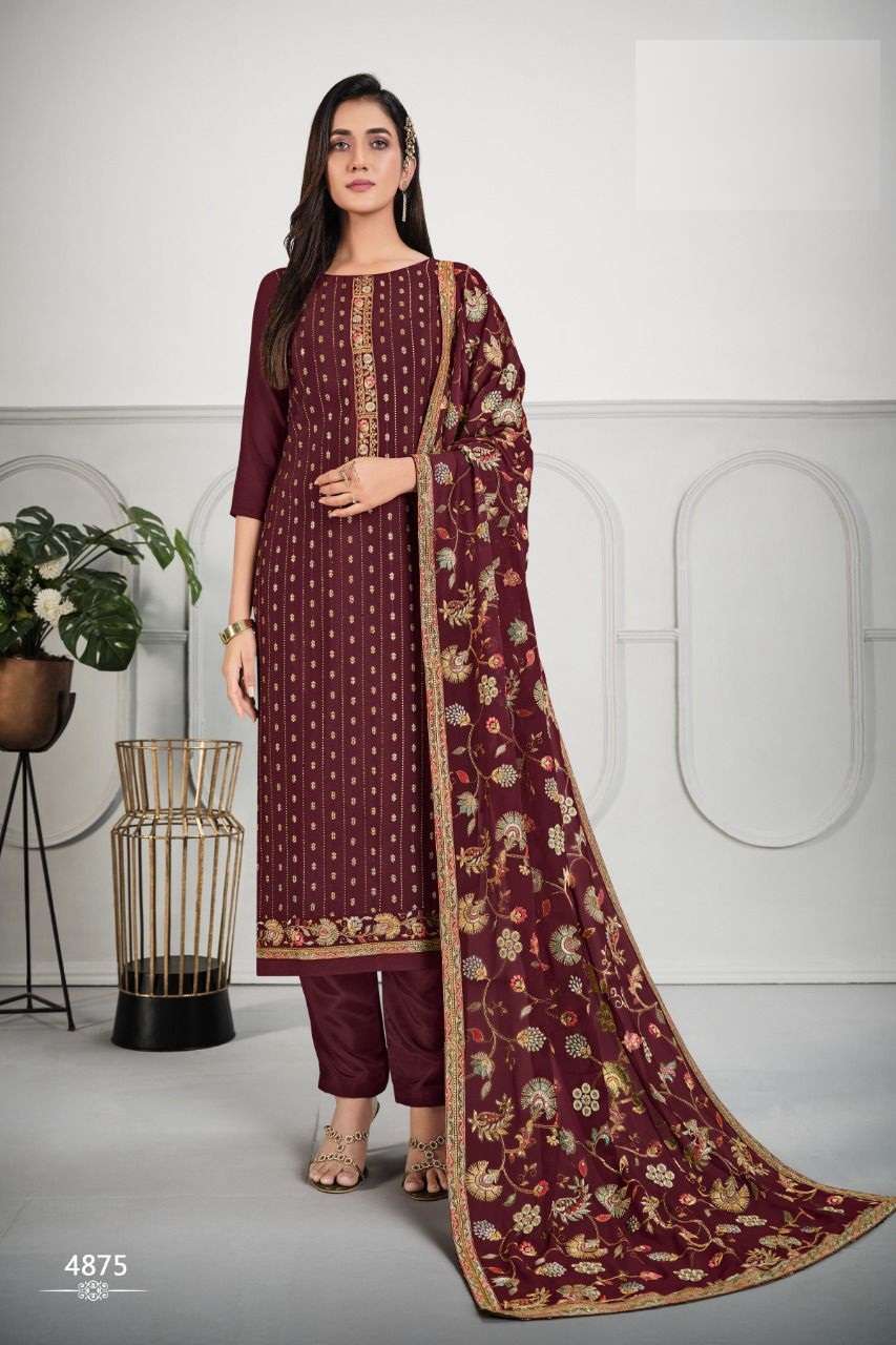 NEW ARRIVALS FANCY WEDDING PARTY WEAR CHINON SALWAR SUIT VIPUL FASHION 487